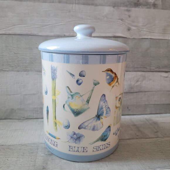 Butterfly Floral Ceramic Storage Jar Canister Lidded Nature Marjolein Bostin - Picture 2 of 10